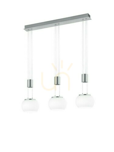 Kontrola LED závěsné svítidlo Trio MADISON 342010307, matný nikl, bílé sklo, 82 cm