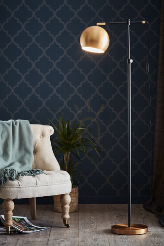 Kontrola Podlahová lampa Markslöjd Chester 107231 černá/hnědá kovová 135 cm