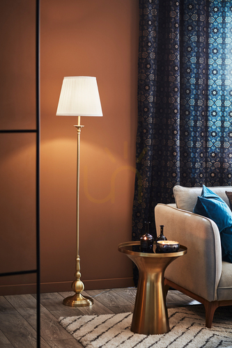 Kontrola Podlahová lampa Markslojd Imperia 106322 zlatá/off white 149 cm