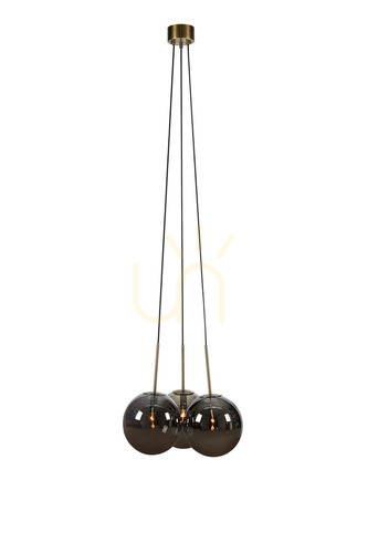 Kontrola Přívěsek světla Markslojd Dione 3 starožitná mosaz/kouřové sklo 54 cm 108417