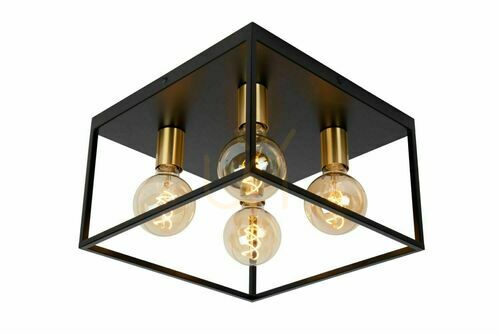 Kontrola Plafond Lucide RUBEN černý 4x E27 vintage 36 cm