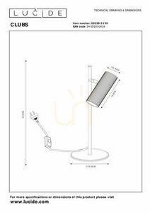 Stolní lampa Lucide CLUBS černá GU10 42 cm 09539/01/30 small 3