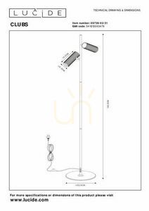 Stojací lampa Lucide CLUBS bílá hliníková 2×GU10 140 cm 09739/02/31 small 5