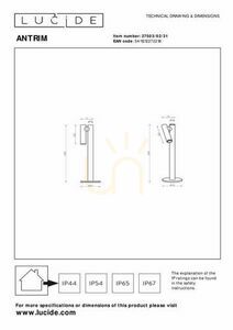 Stolní LED lampa Lucide ANTRIM bílá IP54 dotyková stmívatelná small 5