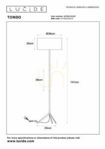 Stojací lampa Lucide Tondo zlatá černá 147 cm E27 45790/81/02 small 2