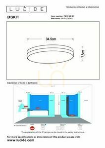 Koupelnové stropní svítidlo Lucide BISKIT s pohybovým senzorem, bílé, LED 24 W 2700 K, IP44, 34,5 cm — 79111/36/31 small 1