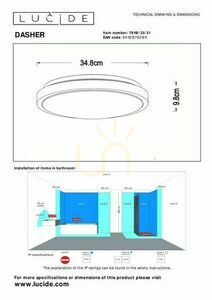Plafond Lucide DASHER LED bílý IP44 34,8 cm 79110/35/31 small 4