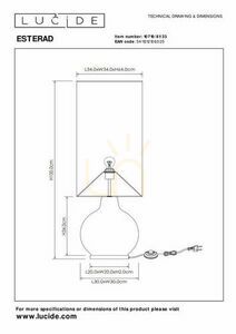 Stojací lampa Lucide Esterad zelená retro sklo a tkanina 10719/81/33 small 3