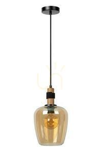 Závěsné svítidlo Lucide ILONA, jantarové sklo Ø 22 cm, E27 max 40 W, výška 70–173 cm, černá rozeta, 45408/22/62 small 1