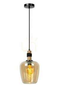 Závěsné svítidlo Lucide ILONA, jantarové sklo Ø 22 cm, E27 max 40 W, výška 70–173 cm, černá rozeta, 45408/22/62 small 0