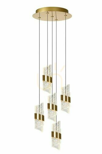 Kontrola Závěsné svítidlo Lucide KLIGANDE matné zlato/mosaz LED 5 × 8 W Ø 30 cm 13496/36/02