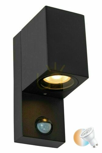 Kontrola Venkovní nástěnné svítidlo Lucide ZARO černé IP65 GU10 s pohybovým senzorem 69802/01/30
