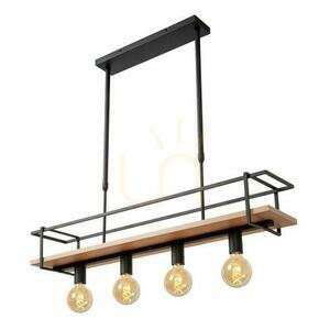 Závěsné svítidlo Lucide MILONGA 4xE27 černé dřevo Japandi 100 cm small 5