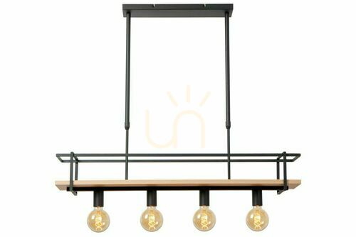 Kontrola Závěsné svítidlo Lucide MILONGA 4xE27 černé dřevo Japandi 100 cm