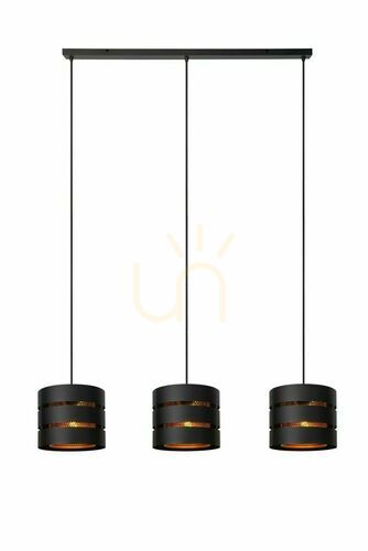 Kontrola Závěsné svítidlo Lucide ROSAS 21433/03/30 černé zlaté 3xE27 130 cm