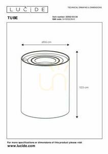 Stolní lampa Lucide TUBE černá LED GU10 5W, dotykové stmívání, CCT small 1
