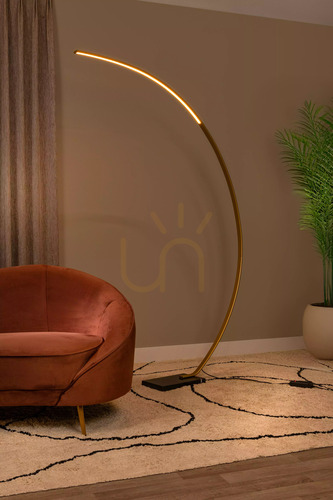 Kontrola Oblouková LED stojací lampa Lucide CURVE, matná zlatá a černý mramor, 192 cm, 44700/11/02