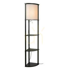 Stojací lampa s policemi Lucide MENNO 44798/81/30 černá, krémové stínidlo, 162,3 cm, E27 small 2