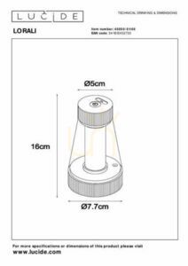 Stolní lampa Lucide LORALI růžová LED stmívatelná 16 cm IP44 45500/01/66 small 3