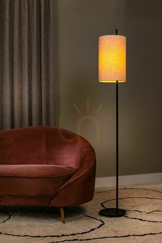 Kontrola Stojací lampa Lucide MAGIC s lněným stínidlem, černá a krémová, 165 cm, E27, 68711/81/30