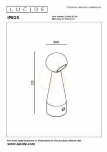 Stolní lampa Lucide IPSOS černá LED 3W dotyková stmívatelná small 6