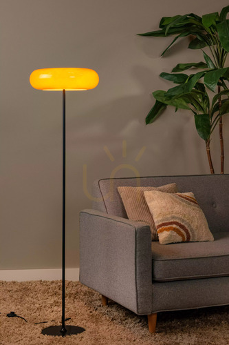 Kontrola Stojací lampa Lucide Sentino oranžová s černou základnou 3×G9 150 cm 10725/01/53