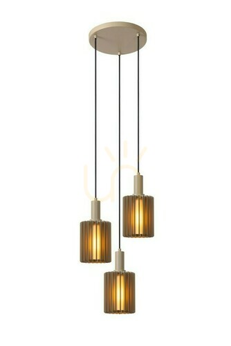 Kontrola Závěsné svítidlo Lucide Lambres 3xE27 taupe hliník 40 cm