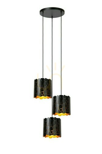 Kontrola Závěsné svítidlo Lucide ALMELO černé/zlaté 3xE27, 42 cm