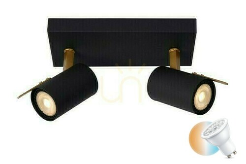 Kontrola Stropní reflektor Lucide GRONY černý/zlatý 2xGU10 LED CCT 17998/10/30