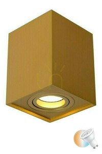 Přisazený downlight Lucide TUBE zlatý hranatý GU10 9,6 cm 22953/01/02 small 0