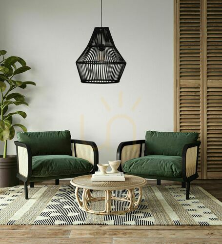 Kontrola Bambusová stropní lampa 38x38x42cm BOHO