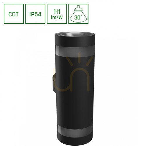Kontrola Torre Ring 18 W Cct 230 V Ip54 99x78x240 Mm černá kulatá fasáda obousměrná.