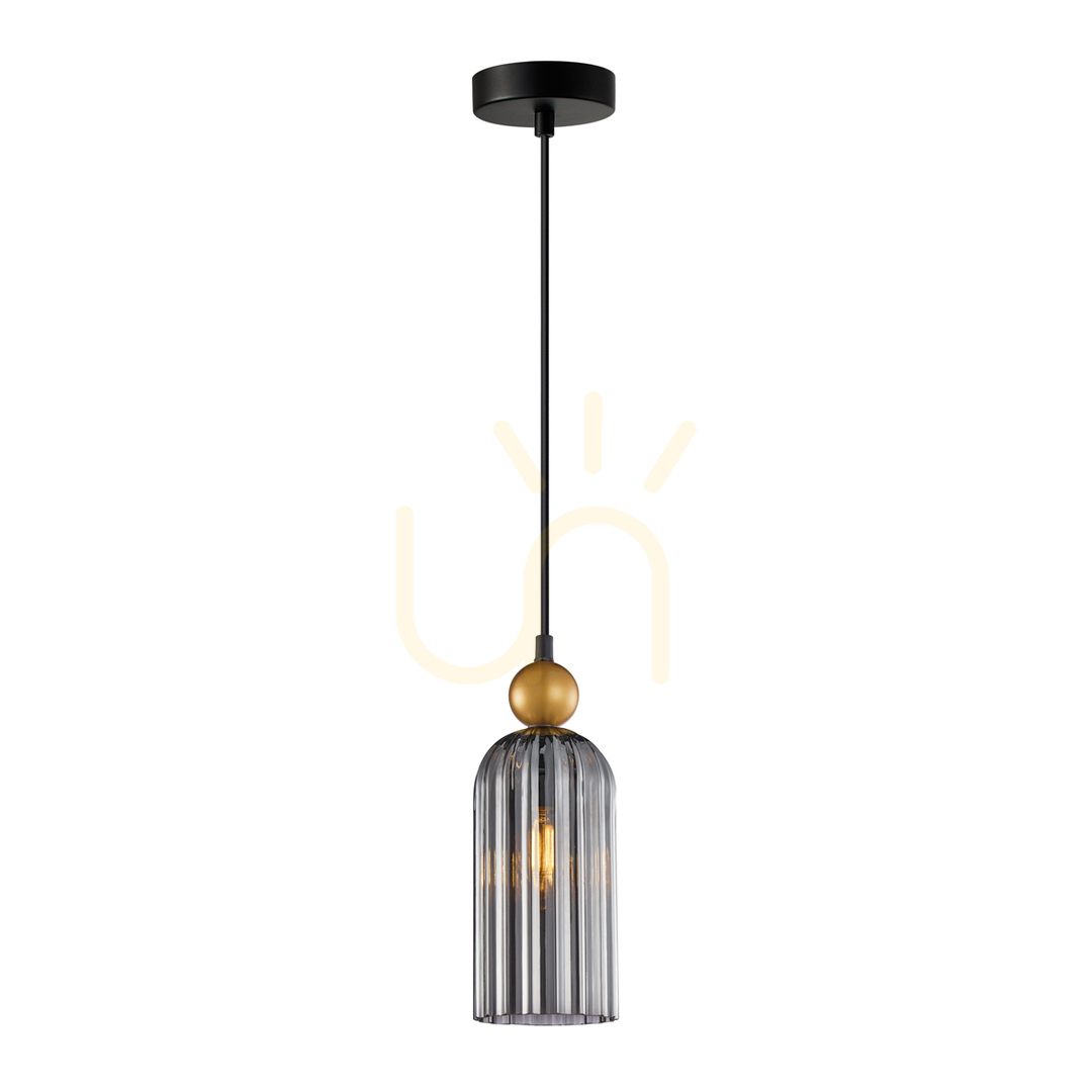 Italux Gold Smoky Glass Pendant Light E27 10 cm PND-74839-1-GD-SG