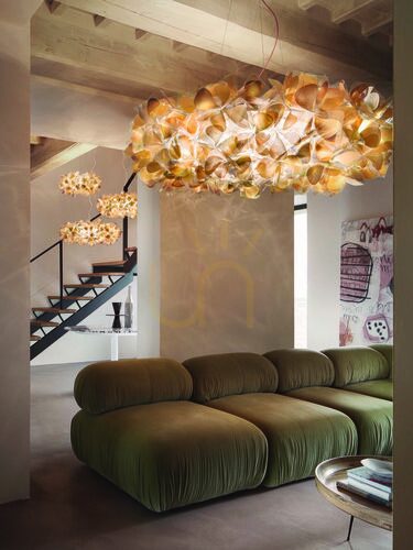 Kontrola Slamp Clizia Suspension 130 Mama Non Mama Gold Transparent Wire Pendant Lamp.