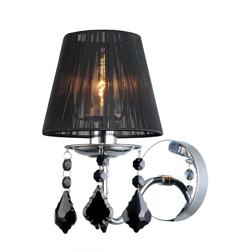 Kontrola Nástěnná lampa Italux Cornelia E14 černá/chrom křišťál MBM-2572/1 BK