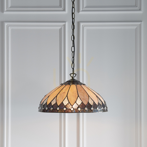 Kontrola Brooklyn Tiffany závěsná lampa Multicolor 63977 Interiéry.