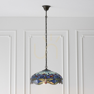 Závěsná lampa Interiors Dragonfly Tiffany modrá 64080 small 4