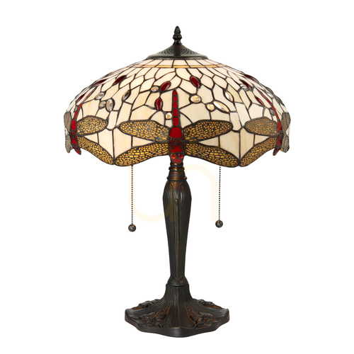 Kontrola Stolní lampa Interiors Dragonfly Tiffany béžová 64085