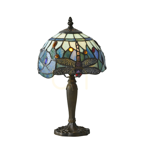 Kontrola Stolní lampa Interiors Dragonfly Tiffany modrá 64088