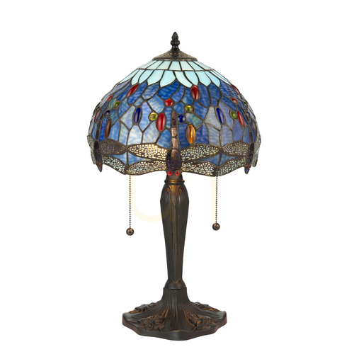 Kontrola Stolní lampa Interiors Dragonfly Tiffany modrá 64090