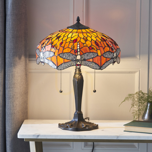 Kontrola Stolní lampa Dragonfly Tiffany Multicolor 64093 Interiéry.