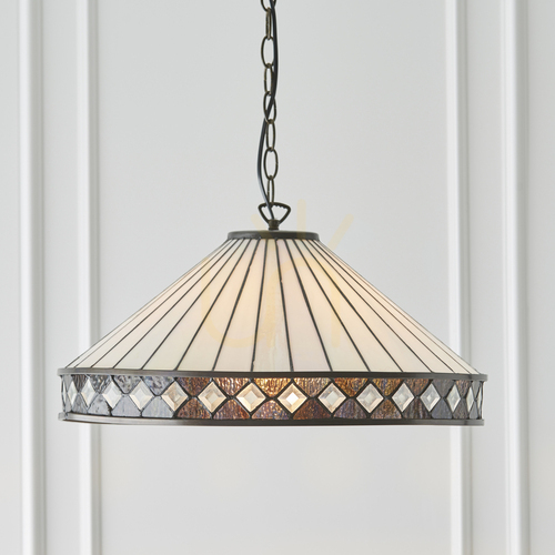 Kontrola Tiffany závěsná lampa Interiors Fargo vícebarevná 50 cm 64147