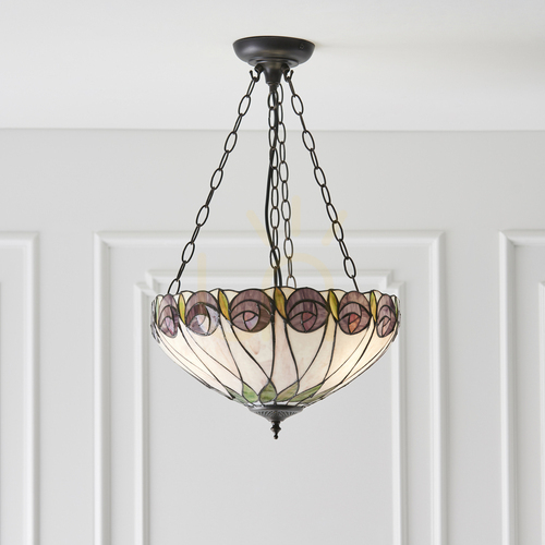 Kontrola Závěsná lampa Hutchinson Tiffany Multicolor 64175 Interiéry.