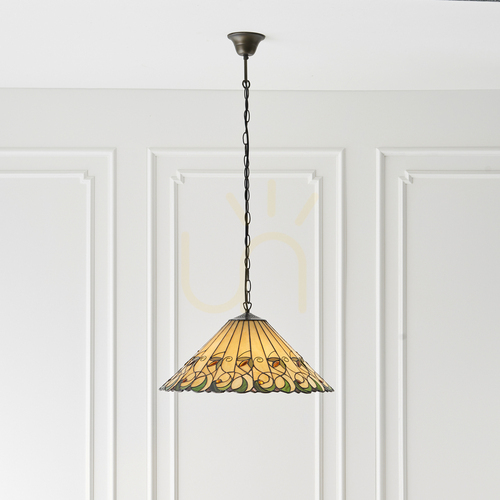 Kontrola Závěsná Tiffany lampa Interiors Jamelia multicolor 3xE27 50 cm 64194