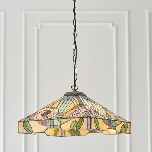 Kontrola Závěsná lampa Interiors Willow Tiffany vícebarevná 3xE27 42,5 cm 64384