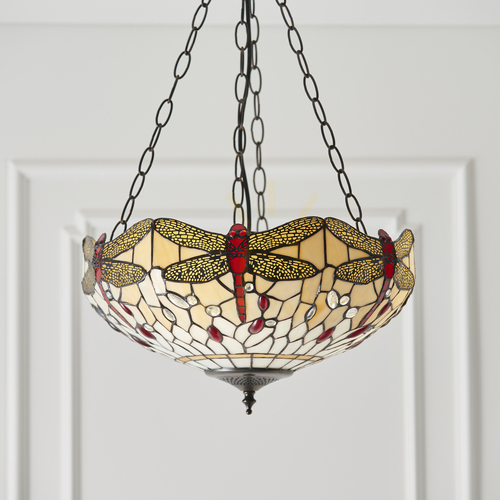 Kontrola Závěsné svítidlo Interiors Tiffany Dragonfly béžové 3xE27 70759