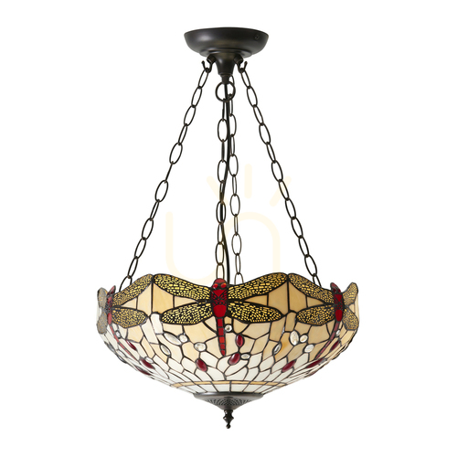 Kontrola Závěsné svítidlo Interiors Tiffany Dragonfly béžové 3xE27 70759