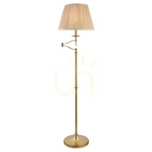 Kontrola Stojací lampa Interiors Stanford mosazná E27 béžové stínidlo
