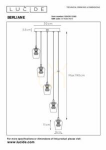 Závěsné svítidlo Lucide BERLIANE zlaté LED 5 světel 34 cm small 6