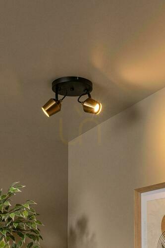 Kontrola Stropní bodové svítidlo Lucide EMILE 2xGU10 zlato-černé kov 20 cm 51901/02/02